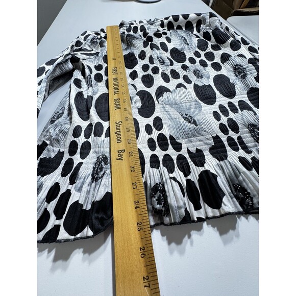 VTG Y2K/90s XL Micropleat Polka Dot Floral Peter Pan Blouse Bell Sleeves Peplum - Picture 9 of 10